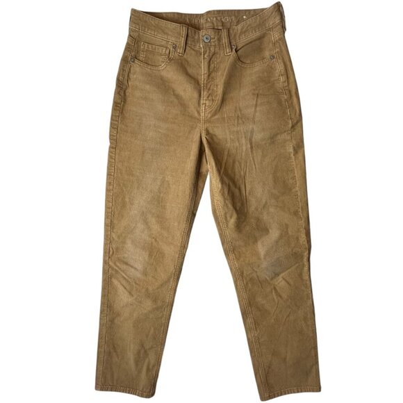 American Eagle Women's 4‎ Stretch Corduroy Mom Straight Pant Cotton Khaki Tan - Picture 1 of 10